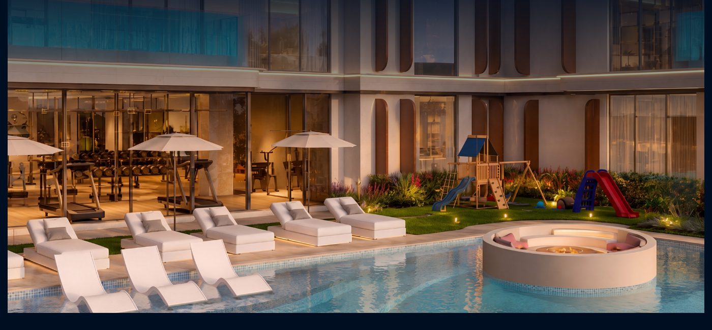 Pool deck and kids' play area